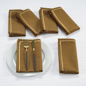 Soft Camel Brown Woven Cotton Plain Napkins Set online in India