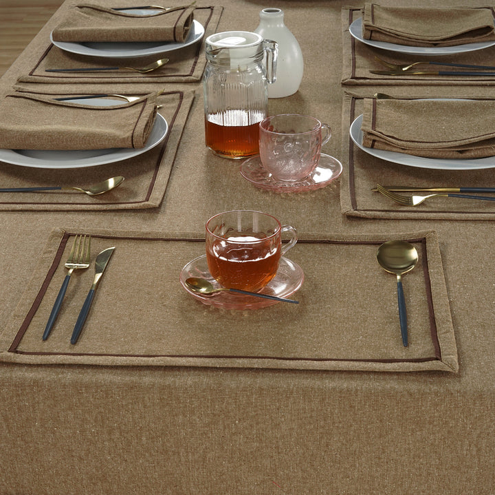 Soft Camel Brown Natural Woven Cotton Plain Napkins Set online in India