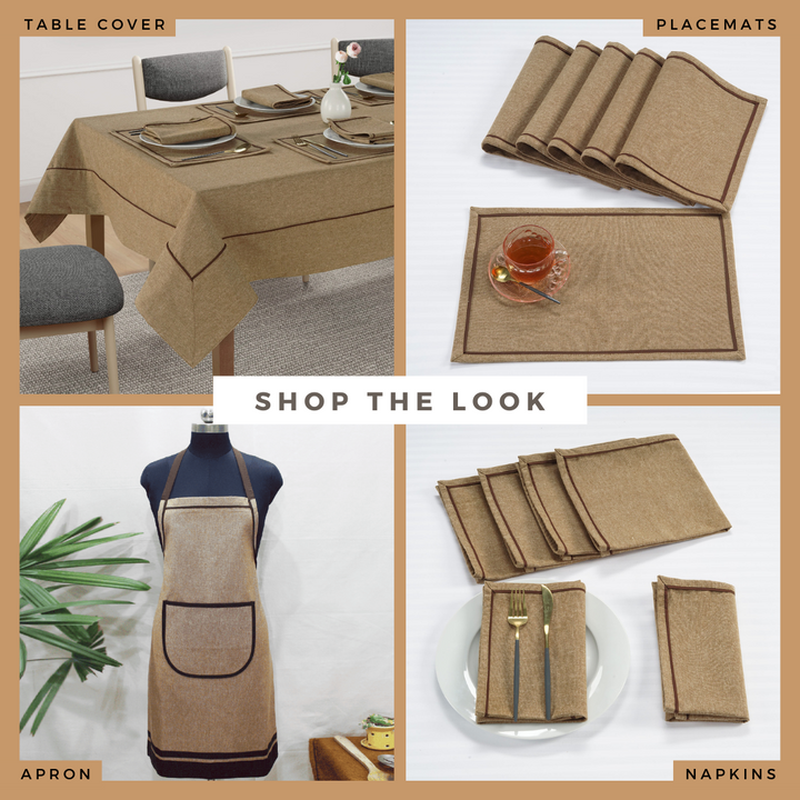 Soft Camel Brown Natural Woven Cotton Plain Napkins Set online in India
