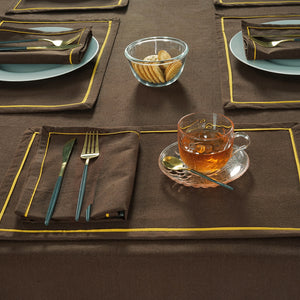 Soft Dark Coffee Woven Cotton Plain Napkins Set online in India