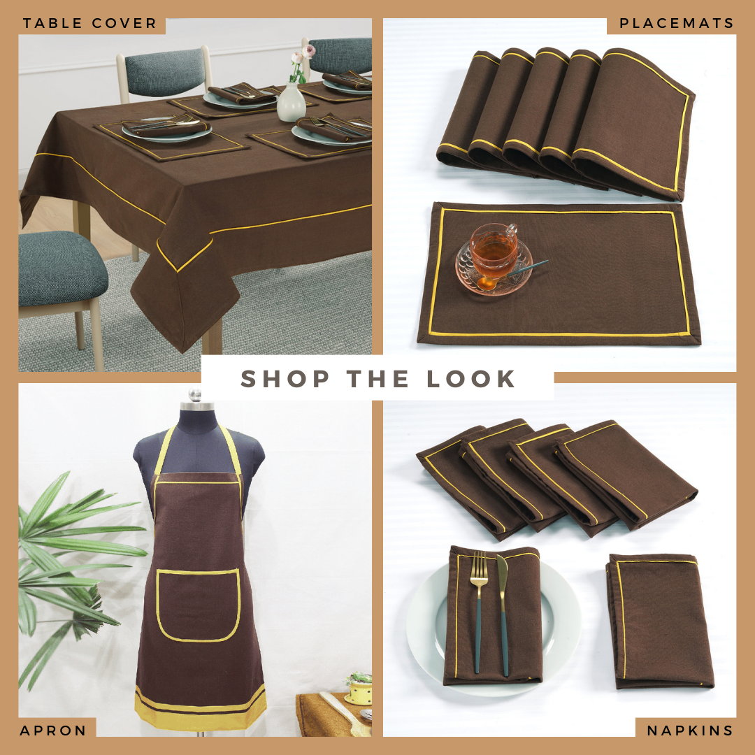 Soft Dark Coffee Woven Cotton Plain Napkins Set online in India