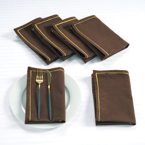 Soft Dark Coffee Woven Cotton Plain Napkins Set online in India