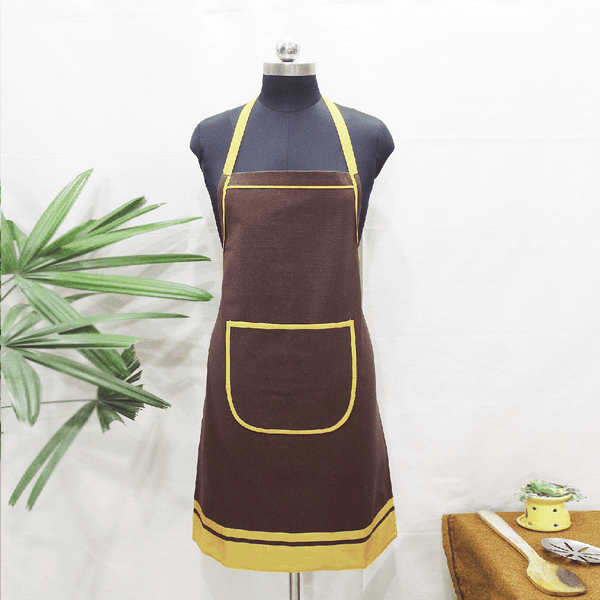 VIRGO Handwoven Cotton 1 Pc Kitchen Apron - Dark Coffee