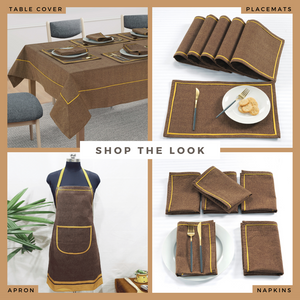 Soft Coffee Beige Woven Cotton Plain Napkins Set online in India