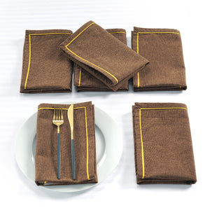 Soft Coffee Beige Woven Cotton Plain Napkins Set online in India