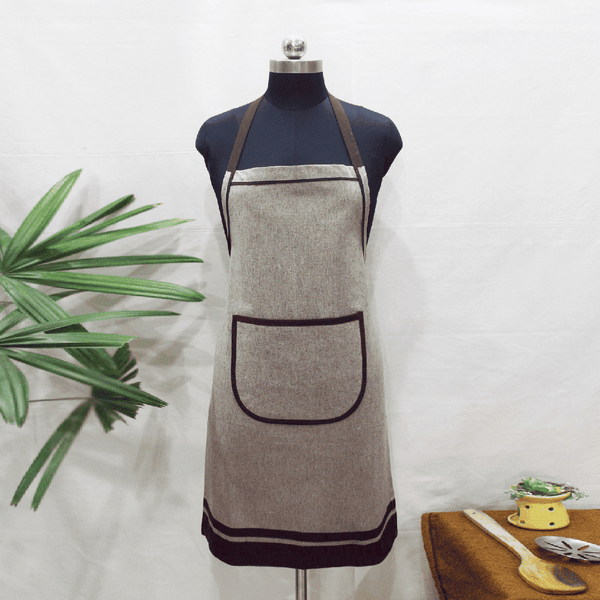 VIRGO Handwoven Cotton 1 Pc Kitchen Apron - Khaki Coffee