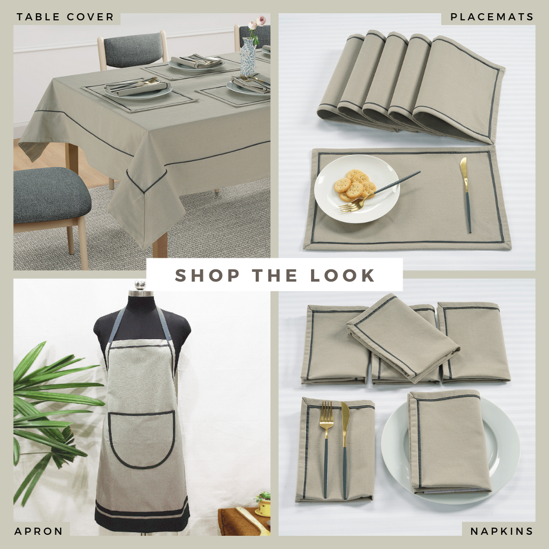 Soft Khaki Woven Cotton Plain Napkins Set online in India