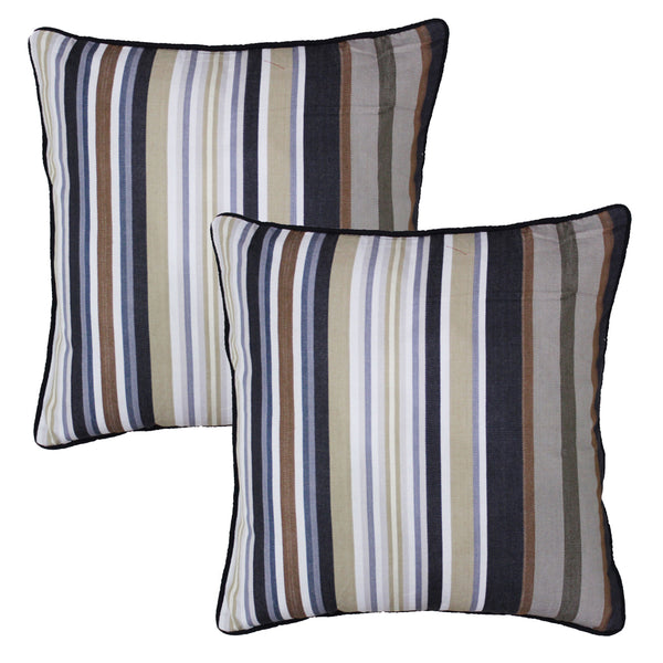 ALPHA Woven Cotton Stripes 2 Pcs Cushion Cover set - Black