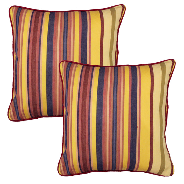 ALPHA Woven Cotton Stripes 2 Pcs Cushion Cover set - Mustard
