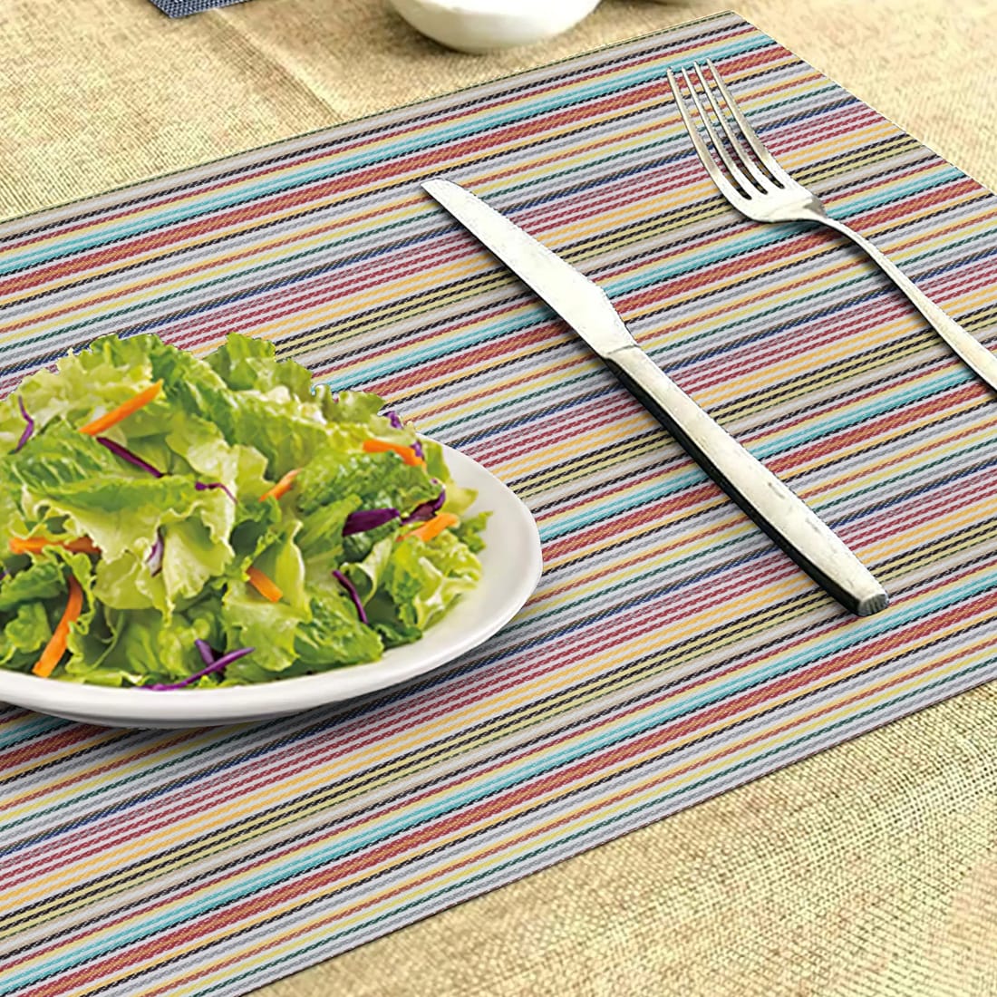 AURAVE Hand Woven Cotton Table Placemats Set of 6