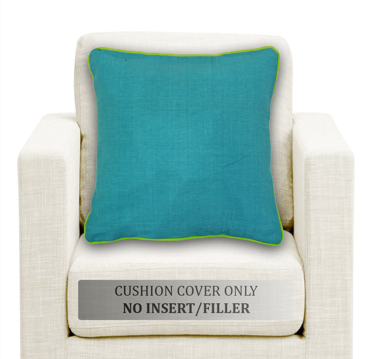 Soft Woven Corded Stripe Cotton Cushion Cover Set in Peacock Blue online (1Pc)