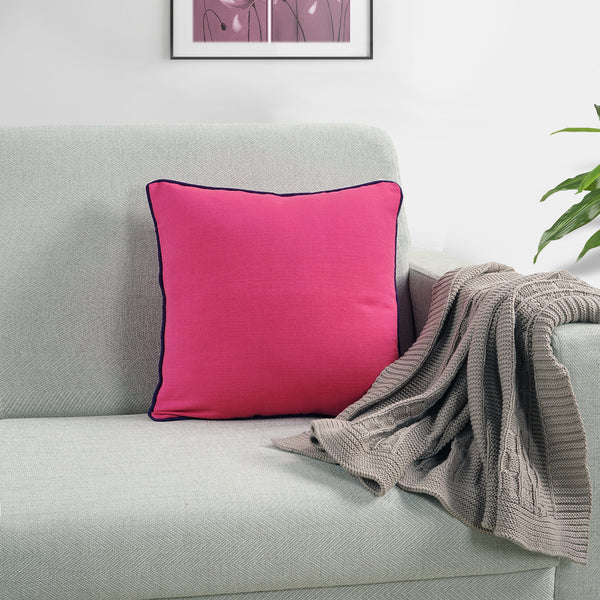 Soft Woven Corded Stripe Cotton Cushion Cover Set in Pink online (1Pc)