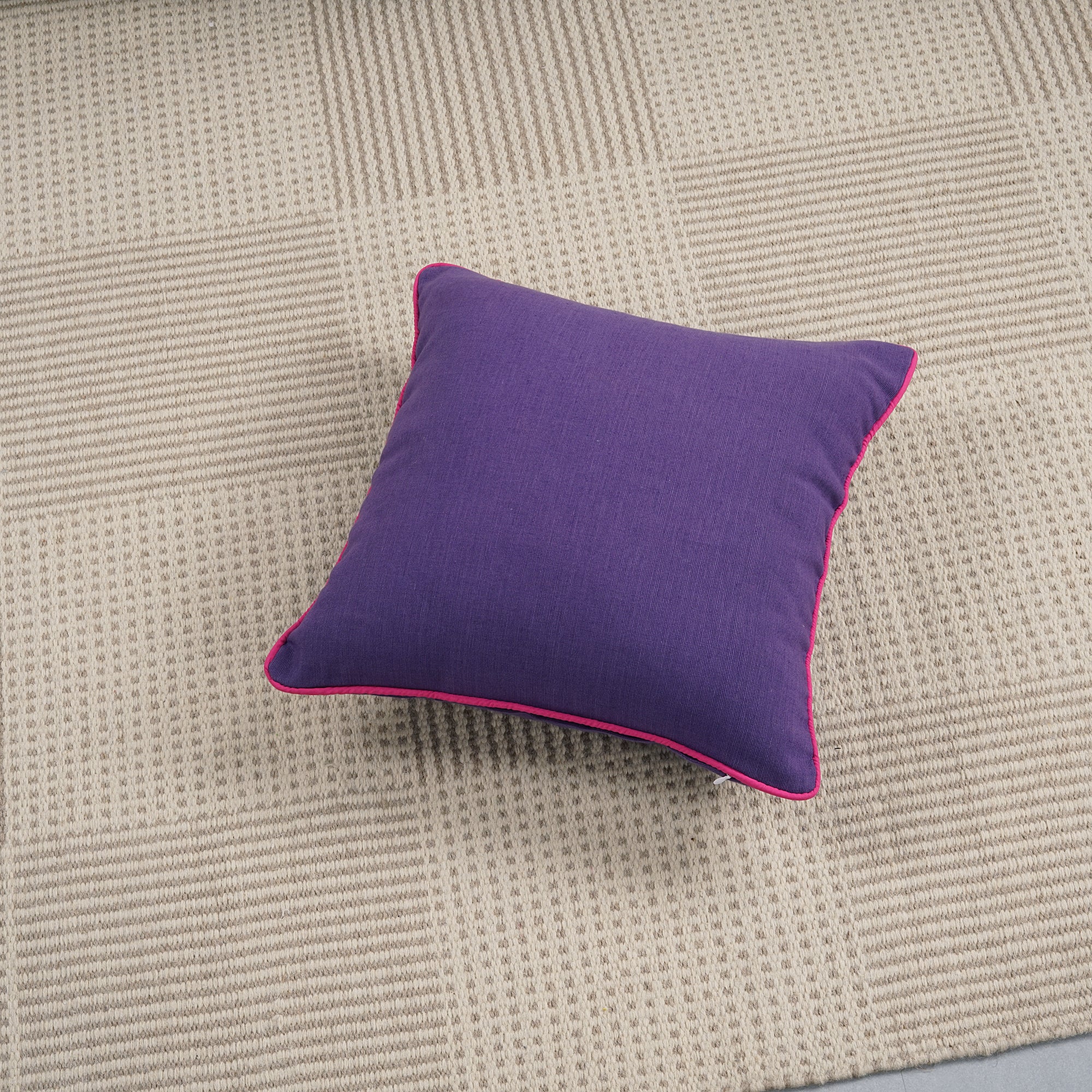 Soft Woven Corded Stripe Cotton Cushion Cover Set in Purple online (1Pc)