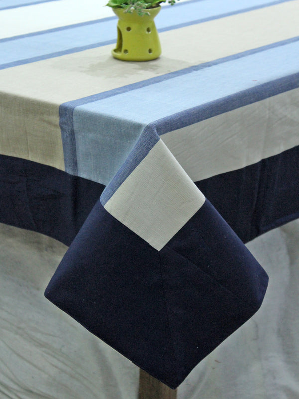 Alpha Blue Woven Cotton Stripes Table Cover(1 Pc) online in India