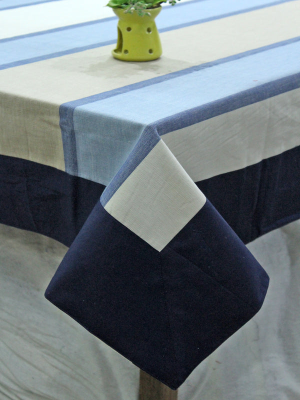 ALPHA Woven Cotton Stripes 1 Pc Table Cover - Blue