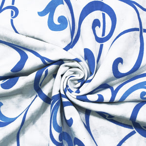 Soft Blue 144 TC Floral Print Cotton Fabric(231 cms) online in India