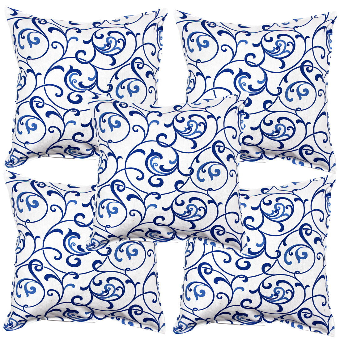 Soft Floral print Blue Cotton Cushion Cover Set online in India
