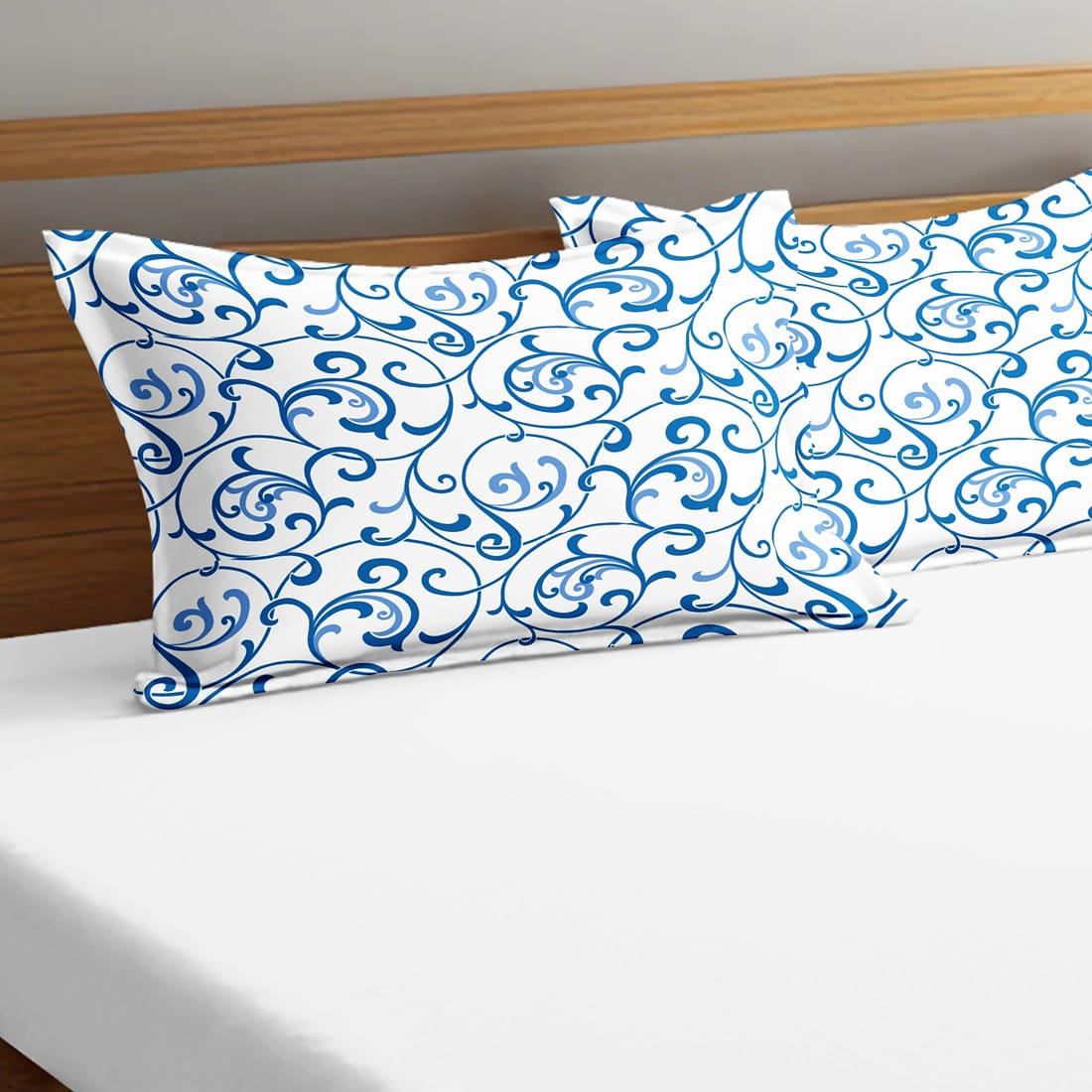 Soft Floral Print Pillow Cover Set In Blue Online At Best prices(2 Pcs)