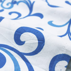 Soft Blue 144 TC Floral Print Cotton Fabric(231 cms) online in India
