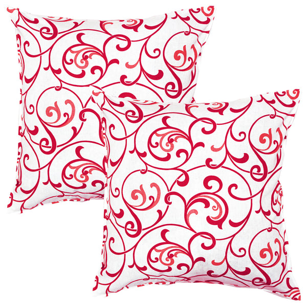 Printed Floral Cotton Cushion Cover set - Maroon