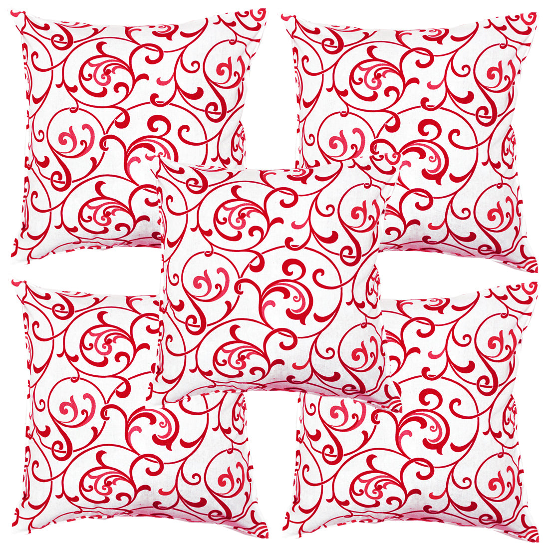 Printed Floral Cotton Cushion Cover set - Maroon