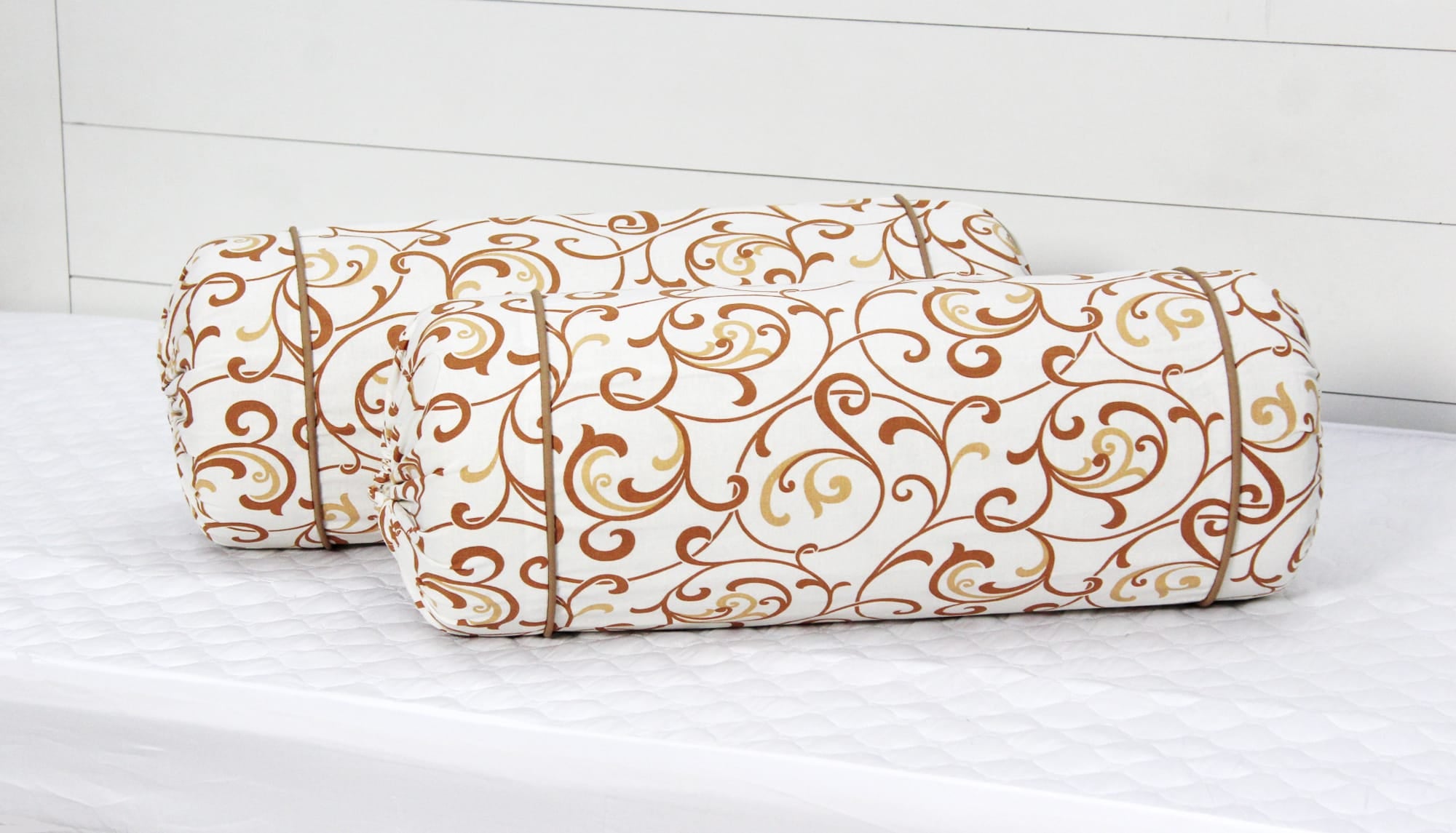 Soft Mustard Printed Floral Cotton Bolster Cover Set (2Pcs) Online In India