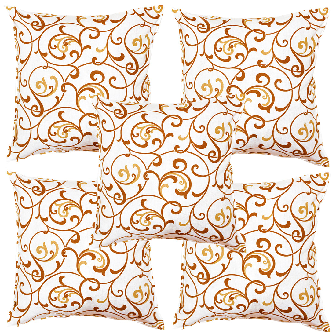 Soft Floral print Mustard Cotton Cushion Cover Set online in India