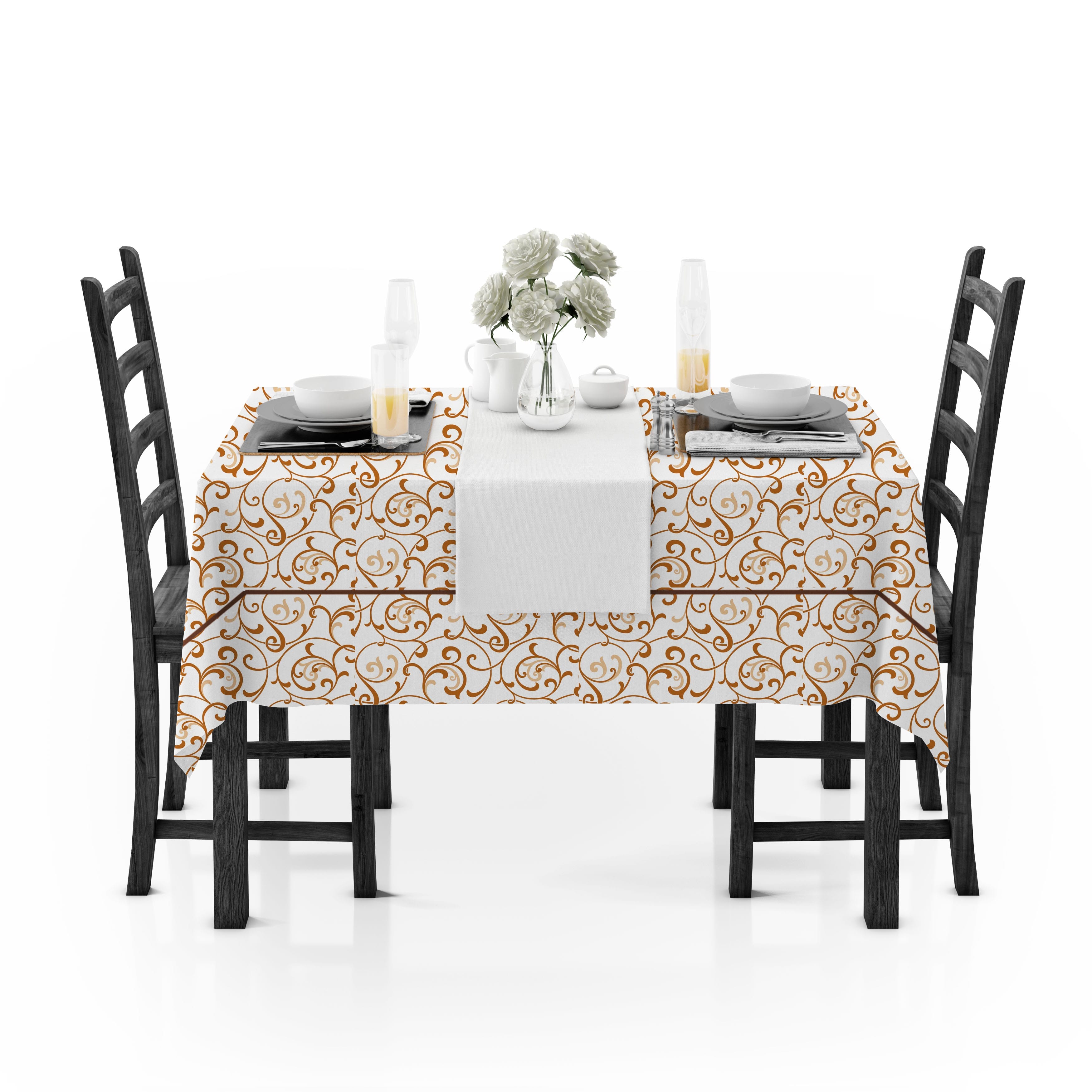 Prism Mustard Printed Cotton Floral Table Cover(1 Pc) online in India