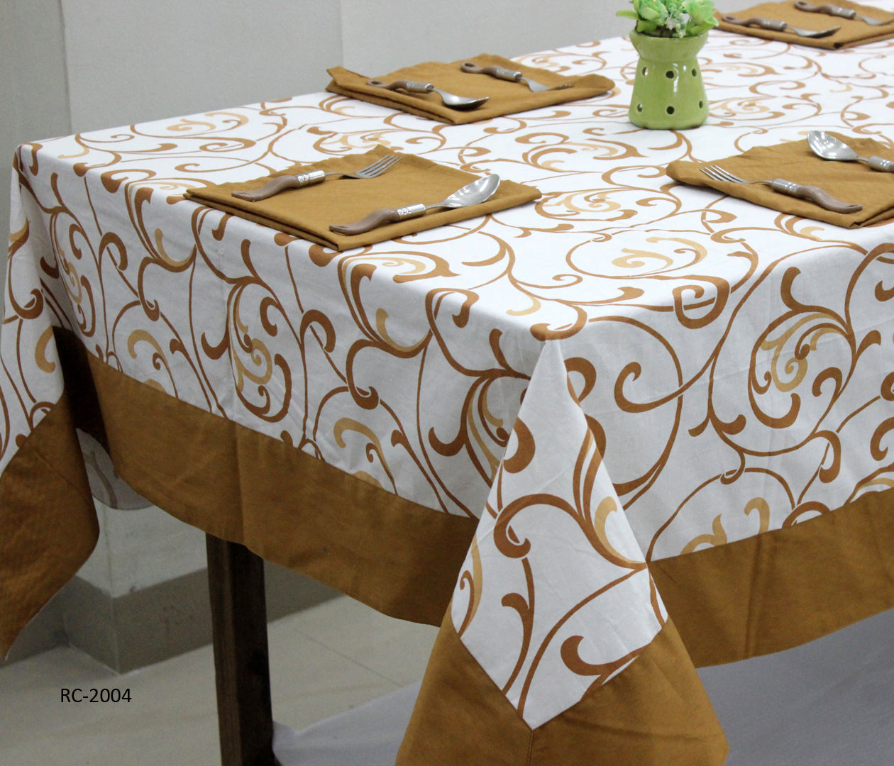 Prism Mustard Printed Cotton Floral Table Cover(1 Pc) online in India
