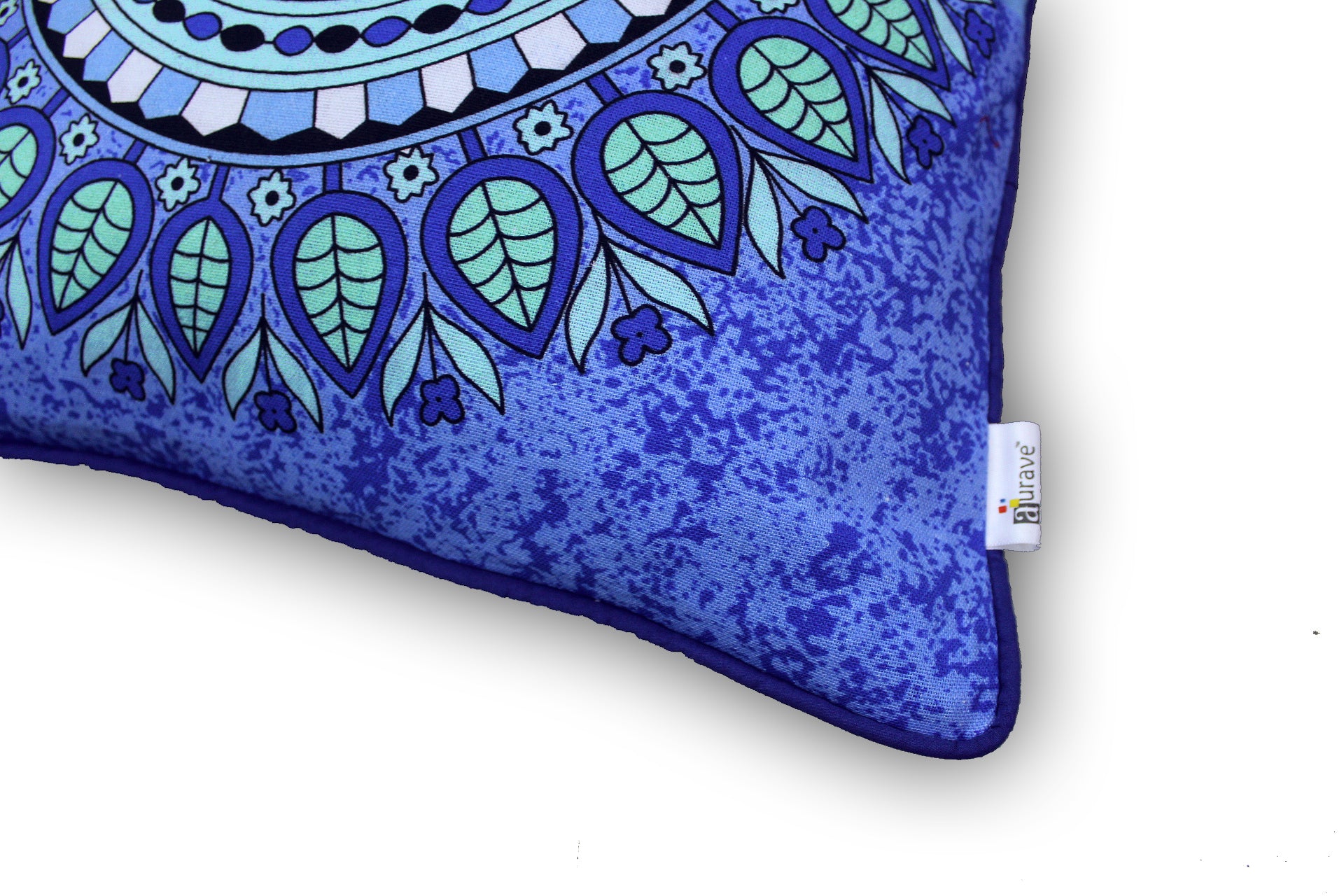 Soft Digital Traditional print Cotton Cushion Cover in Blue & Aqua online at best prices
