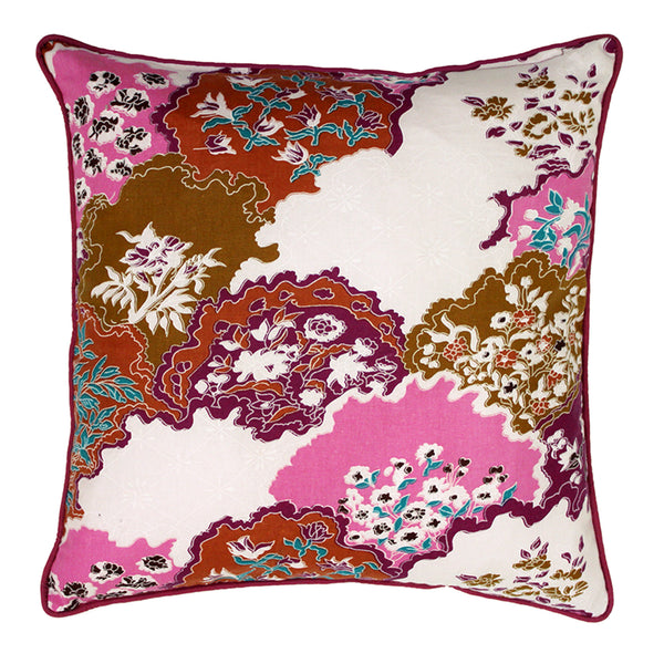 Printed Floral Cotton Cushion Cover set - Maroon