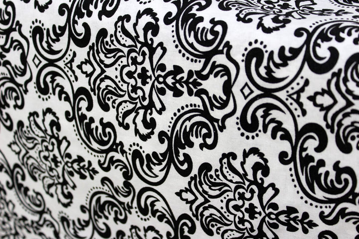 Designer Black Cotton Print Damask 144 TC Diwan Set(6 Pcs) online in India