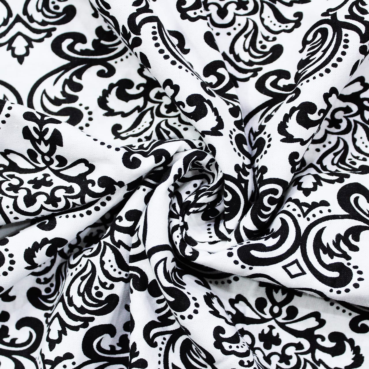 Soft Black 144 TC Damask Print Cotton Fabric(231 cms) online in India