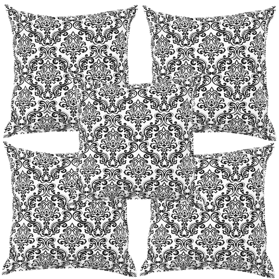 Soft Damask print Black Cotton Cushion Cover Set online in India