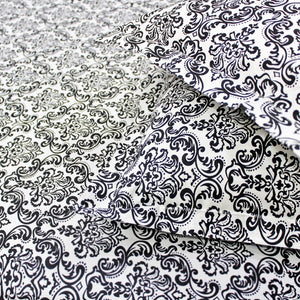 Soft cotton damask print 144 TC Fitted Bedsheet In Black At Best Prices