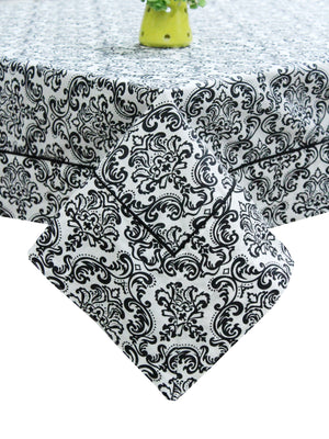 Prism Black Printed Cotton Damask Table Cover(1 Pc) online in India