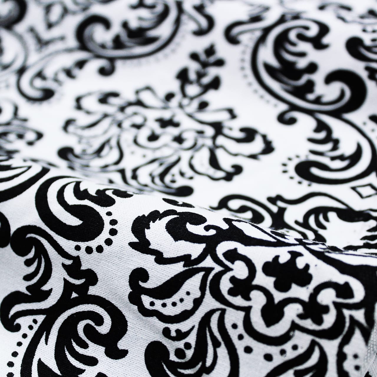 Soft Black 144 TC Damask Print Cotton Fabric(231 cms) online in India