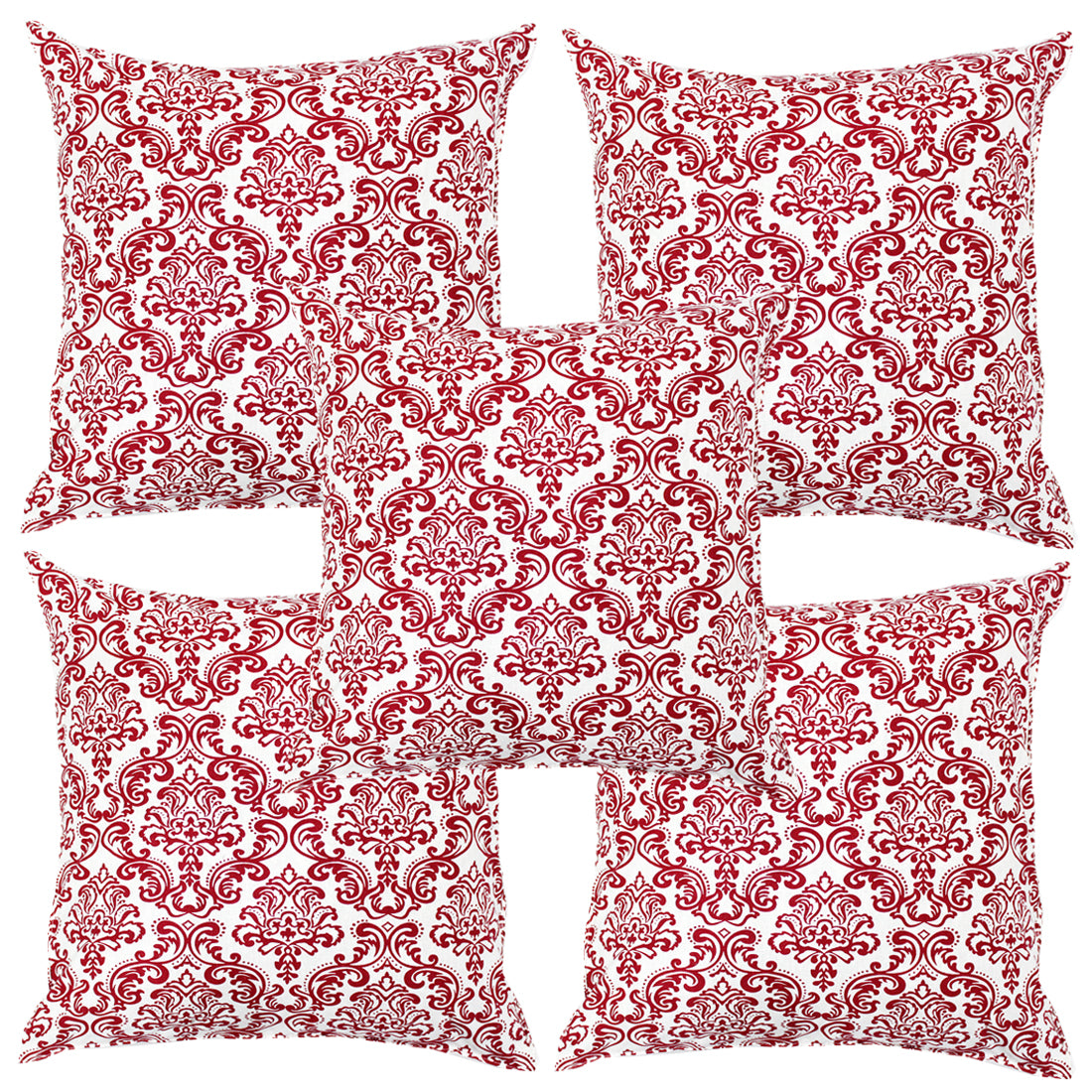Soft Damask print Maroon Cotton Cushion Cover Set online in India