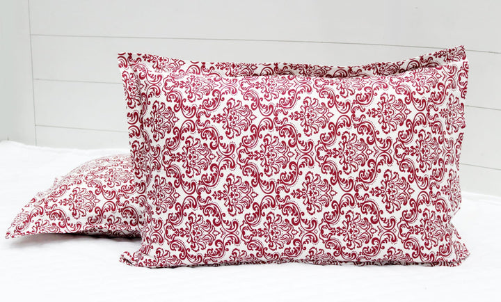 Soft Damask Print Pillow Cover Set In Maroon Online At Best prices(2 Pcs)