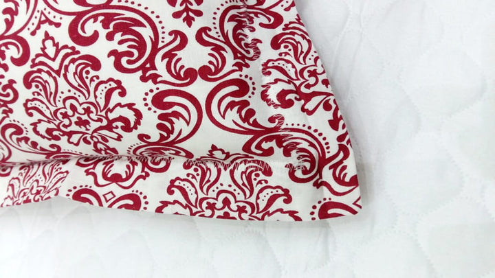 Soft Damask Print Pillow Cover Set In Maroon Online At Best prices(2 Pcs)