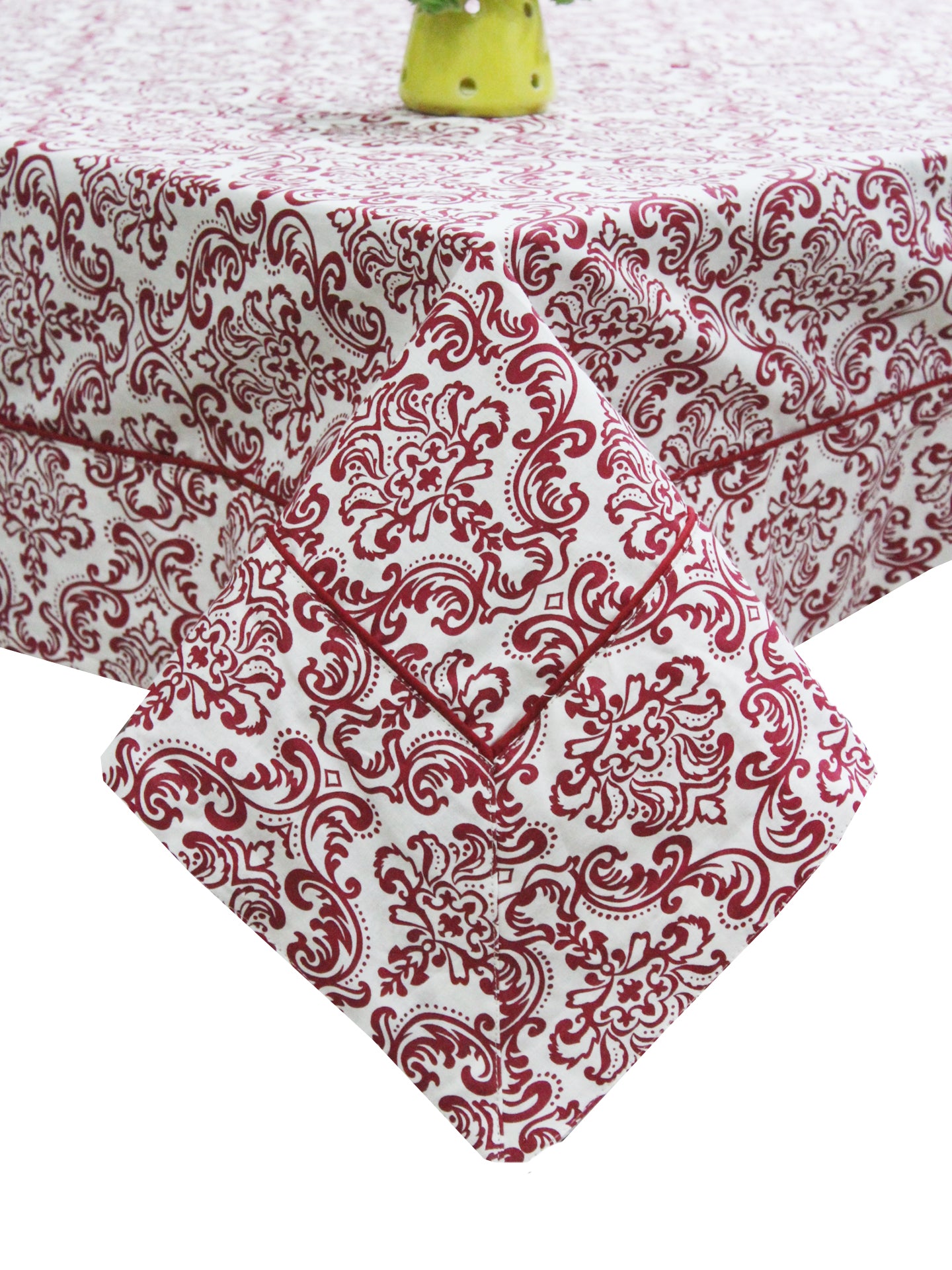 Prism Maroon Printed Cotton Damask Table Cover(1 Pc) online in India