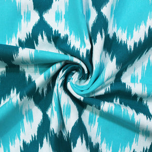 Soft Aqua 144 TC Ikat Print Cotton Fabric(231 cms) online in India