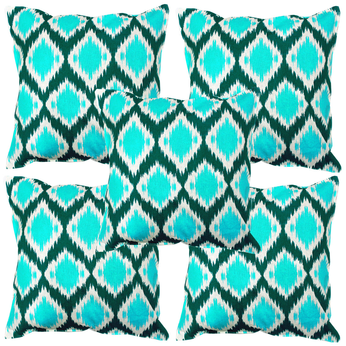 Soft Ikat print Aqua Cotton Cushion Cover Set online in India