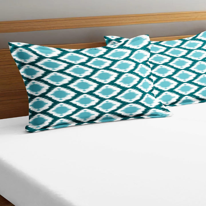 Soft Ikat Print Pillow Cover Set In Aqua Online At Best prices(2 Pcs)