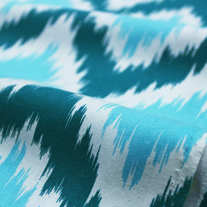 Soft Aqua 144 TC Ikat Print Cotton Fabric(231 cms) online in India
