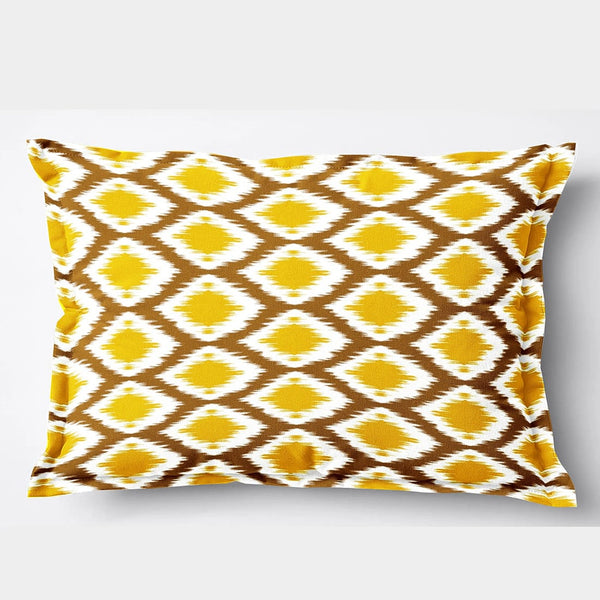 Soft Ikat Print Pillow Cover Set In Mustard Online At Best prices(2 Pcs)