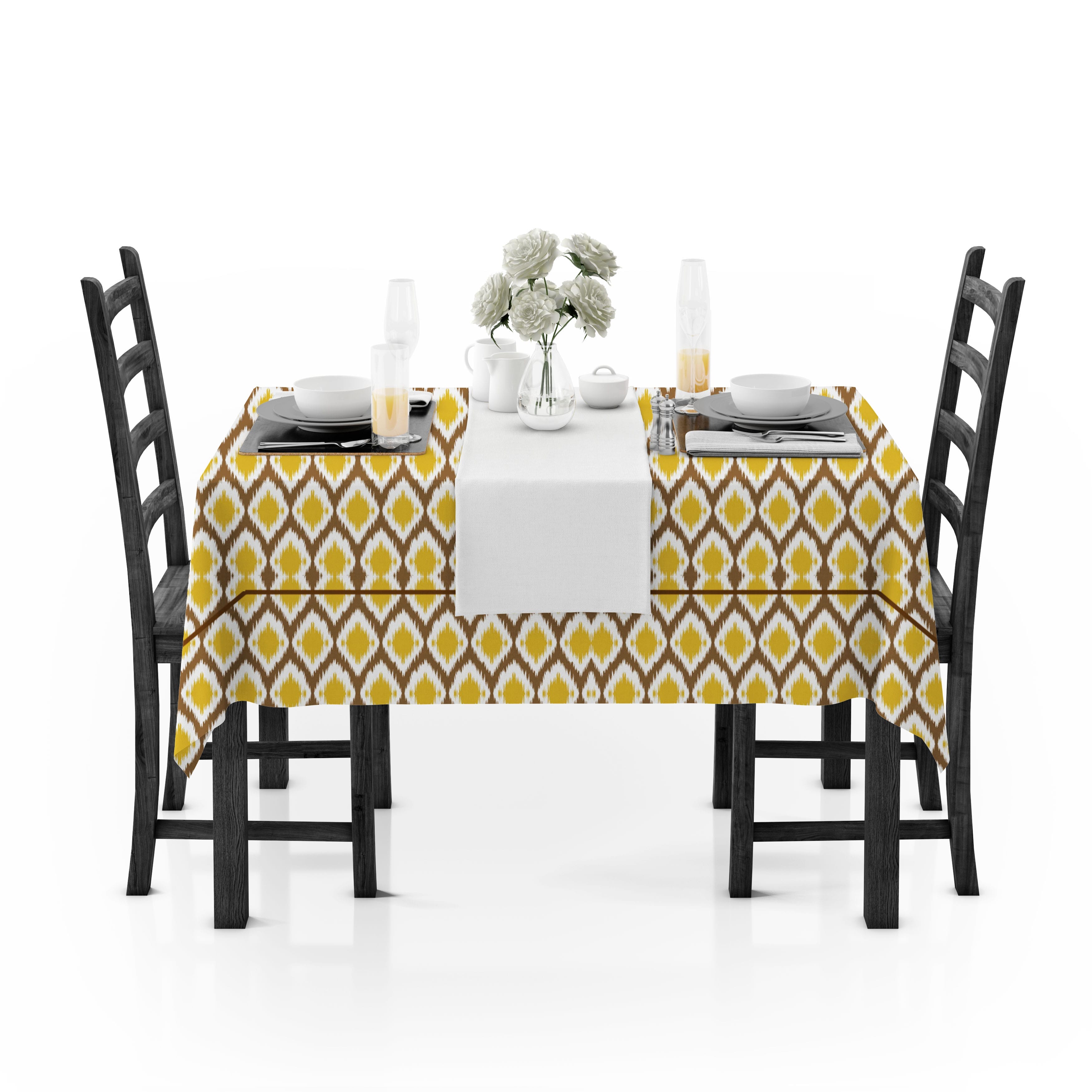 Prism Mustard Printed Cotton Damask Table Cover(1 Pc) online in India