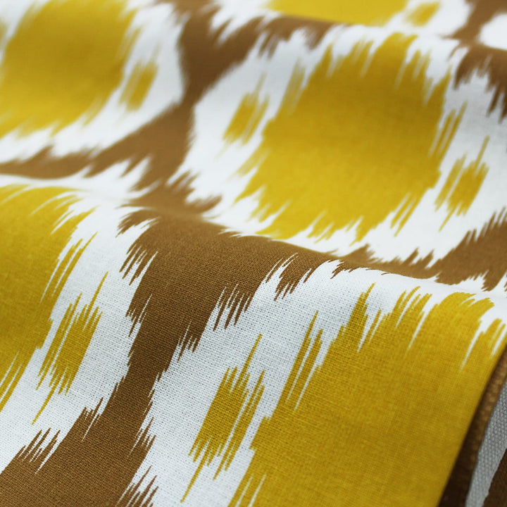 Soft Mustard 144 TC Ikat Print Cotton Fabric(231 cms) online in India