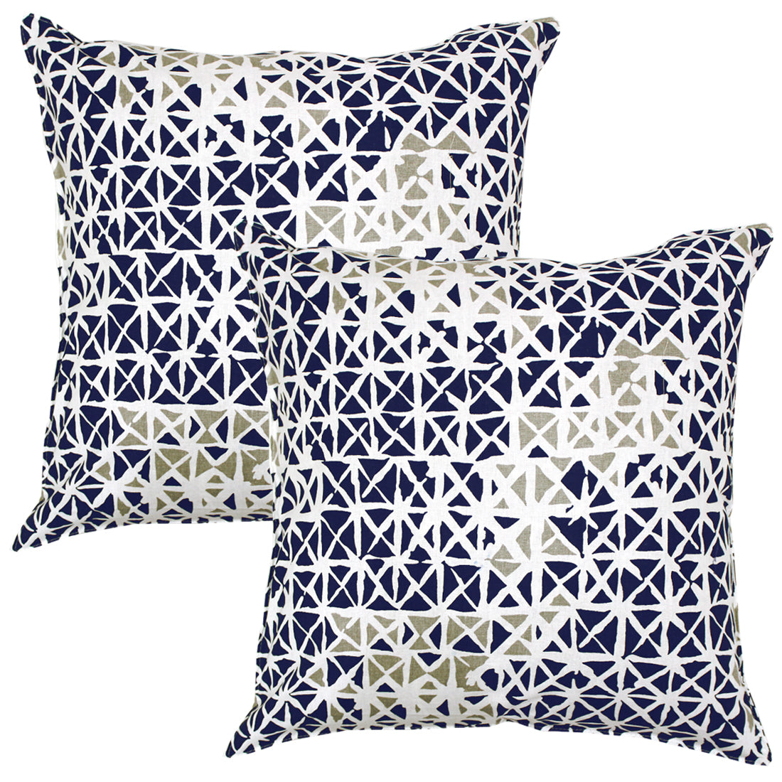 Soft Geometrical print Blue & Grey Cotton Cushion Cover Set online in India