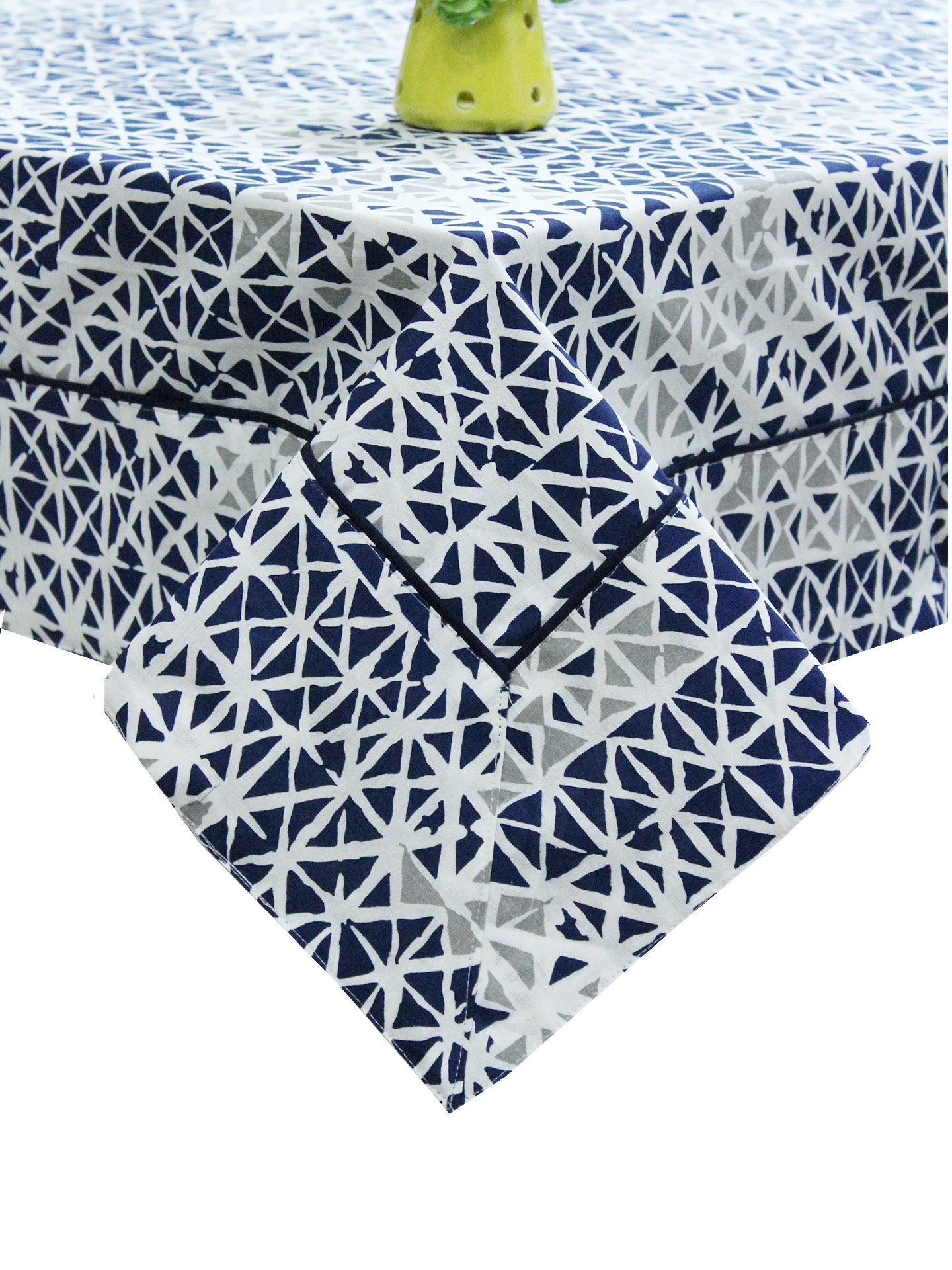 Prism Navy Blue Printed Cotton Damask Table Cover(1 Pc) online in India